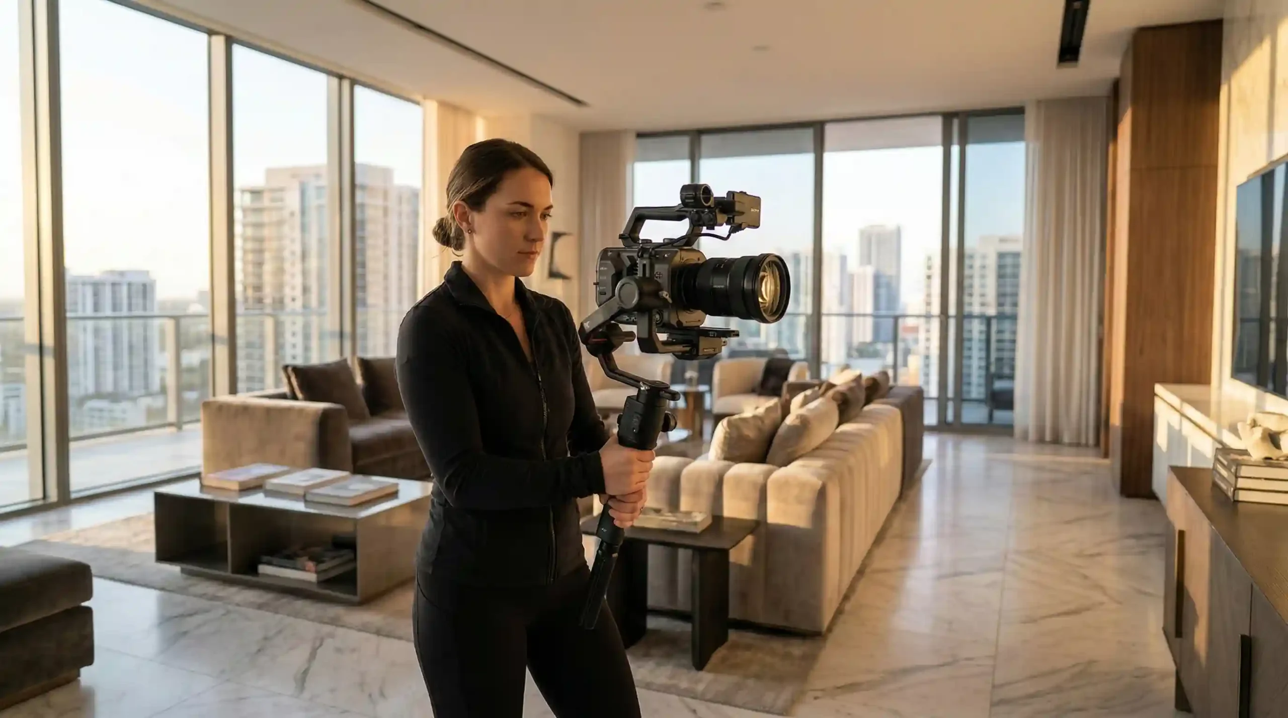 Luxury home video production in progress.