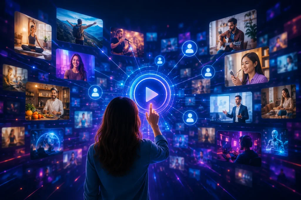 AI dynamically personalizing video content for individual viewers by adapting messaging, products, and customer experiences based on audience behavior and preferences.